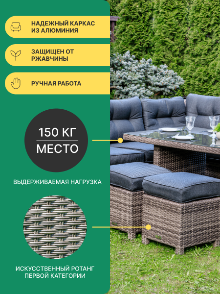 Угловой комплект Genry из искусственного ротанга 3